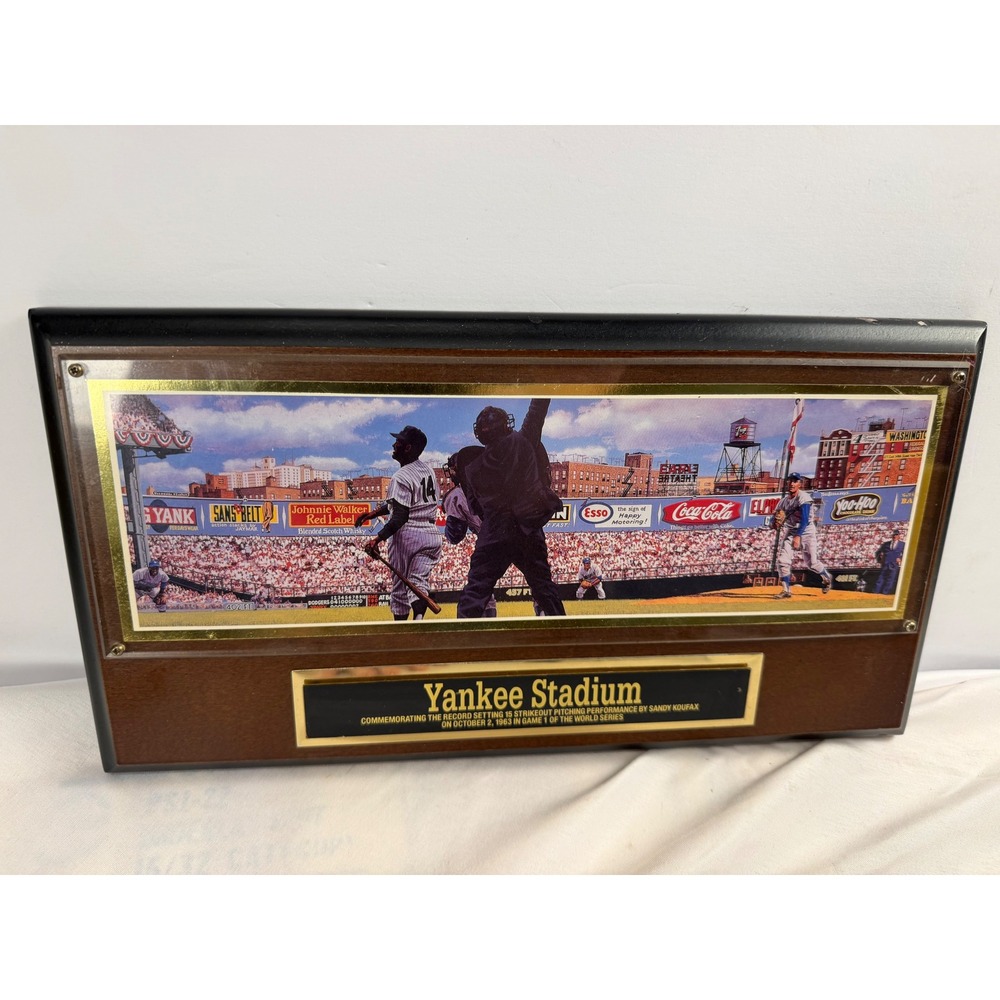 Sports Impressions Yankee Stadium Sandy Koufax 15 Strikeout Plaque Bill Purdom
